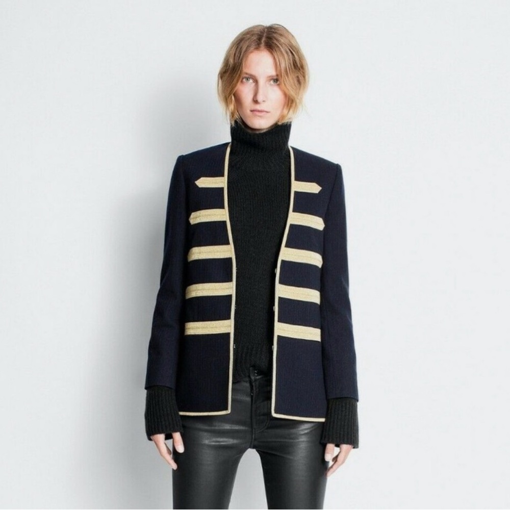 Navy and Gold Women's Military Jacket